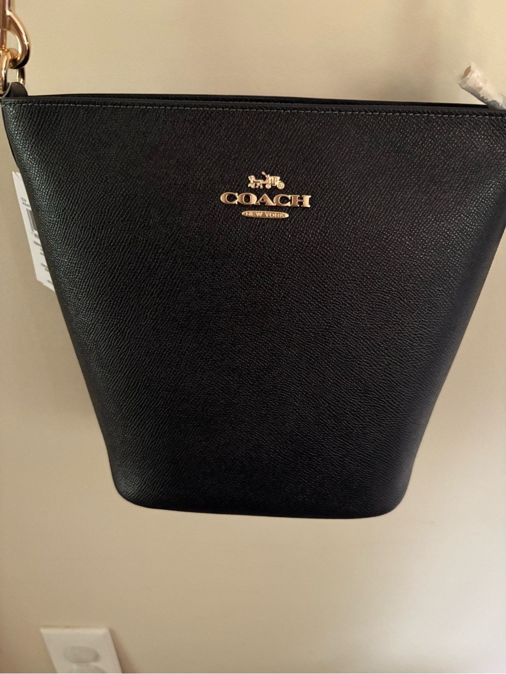 Coach Black Saffiano Leather Crossbody with Gold Logo